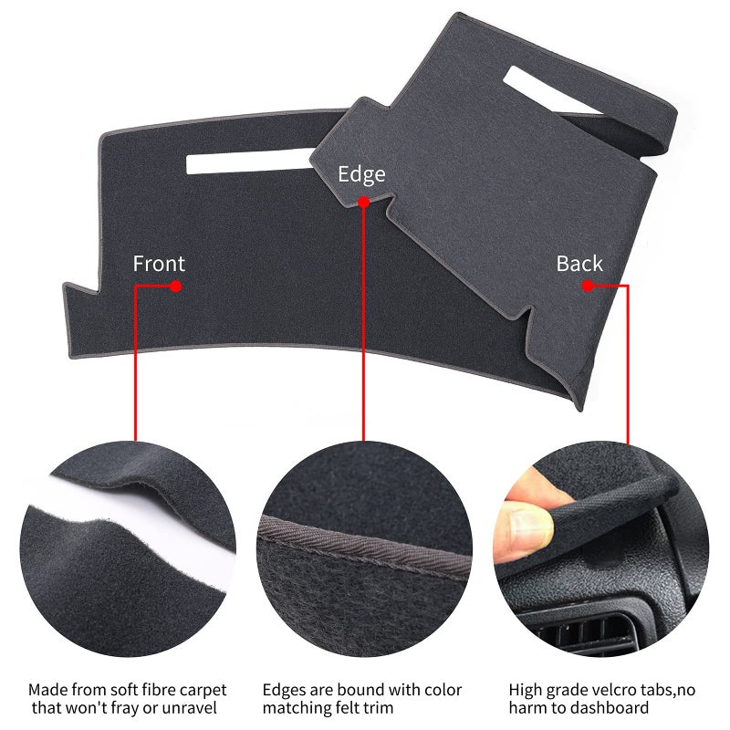 HanLanKa Dashboard Cover for Chevrolet Silverado 1500 2500 3500 1999-2006 Avalanche Chevy Tahoe Suburban GMC Sierra Yukon Dash Cover Mat(Premium Carpet, Gray) - Image 4
